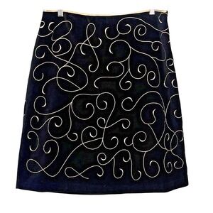 Vtg Lord & Taylor Black Gold Velvet Skirt Sz 8 (fits 6) Holiday Quiet Luxury 90s